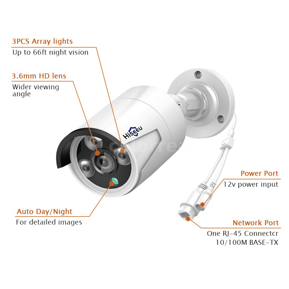 Камера hiseeu подключение 3MP PoE Cctv Ip-камера inoor открытый ночь S3T8 eBay